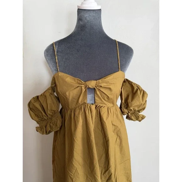 Long Milkmaid Dress Sweetheart Neck Off Shoulder Prairie Country Cottagecore S - Picture 2 of 8